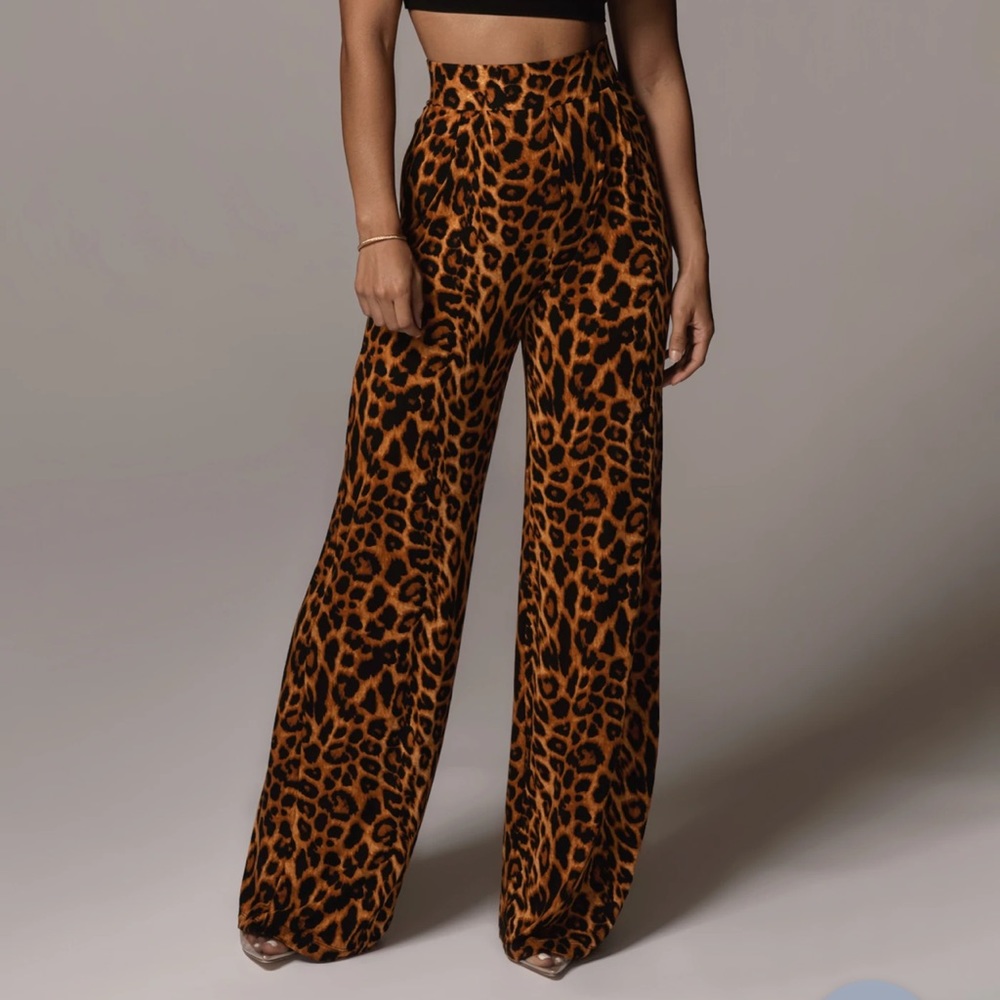 Wide leg leopard pants from JLUXLABEL.